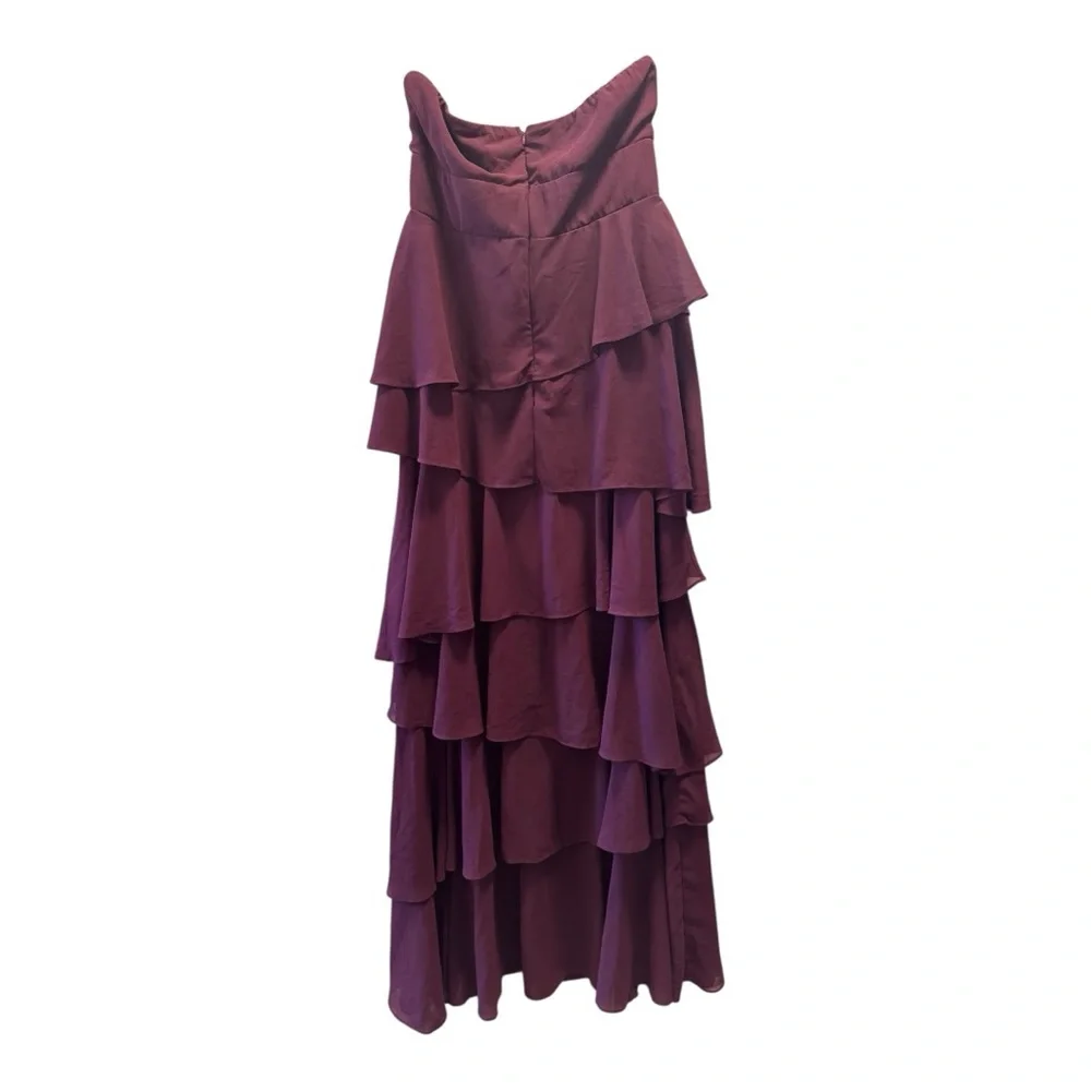 Lulus Gorgeous Essence Dark Purple Strapless Tiered Maxi Dress - Picture 7 of 11